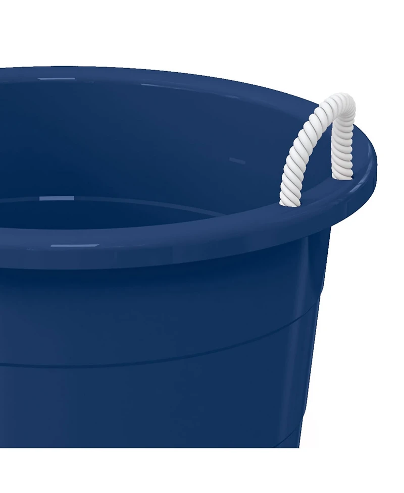 Life Story 17 Gallon Round Open Storage Bucket with Rope Handles, Blue, 8 Pack