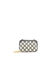 Pre-Owned Celine Zip Around Chain Clutch Triomphe Canvas