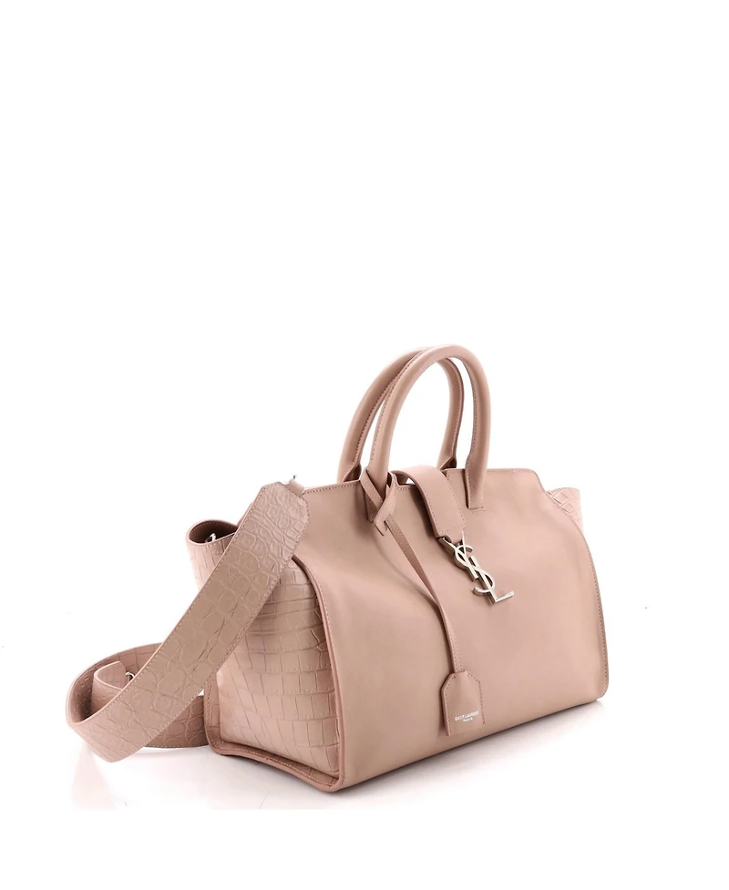 Pre-Owned Saint Laurent Small Monogram Cabas Downtown Leather with Embossed Leather