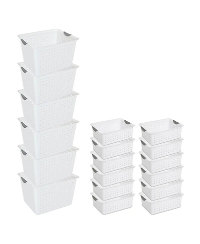 Sterilite Set of Ultra Plastic Storage Bin Baskets w/ Handles, 6 Deep, 12 Medium