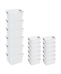 Sterilite Set of Ultra Plastic Storage Bin Baskets w/ Handles, 6 Deep, 12 Medium