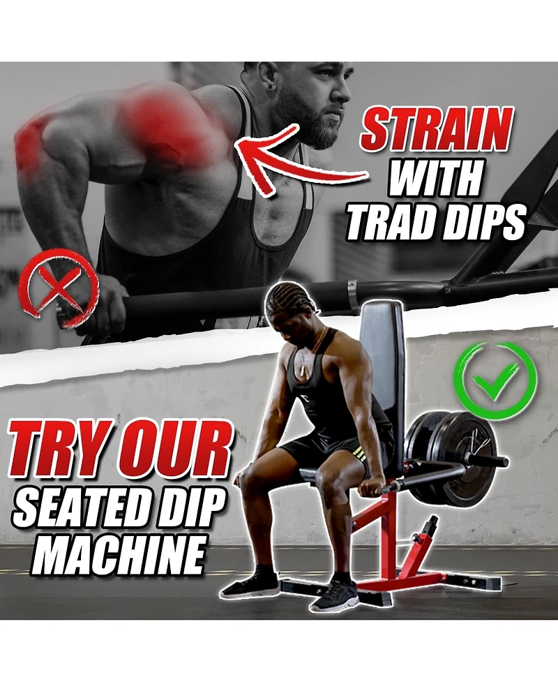 Syedee Seated Dip Machine with Max 400lbs Plate Loaded, Adjustable Tricep Press with Cable Bar for Biceps Chest Training
