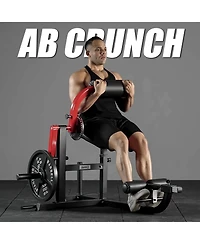 Syedee Seated Ab Curl/ Back Extension Machine, Plate Loaded Machine with 450lbs Weight Capacity, Home Gym for Core and Back Training