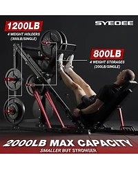 Syedee Leg Press Machine, 1500LBS Weight Capacity Adjustable Leg Machine with Resistance Band Pegs and Plate Storages, Workout Equipment