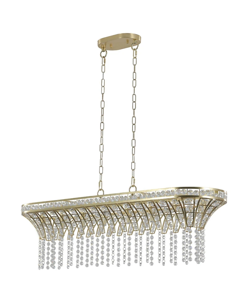 Clihome 39" Crystal Linear Rectangle Chandelier, Pendant Light with Cascading Beads (Bulb Not Included)