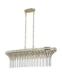 Clihome 39" Crystal Linear Rectangle Chandelier, Pendant Light with Cascading Beads (Bulb Not Included)