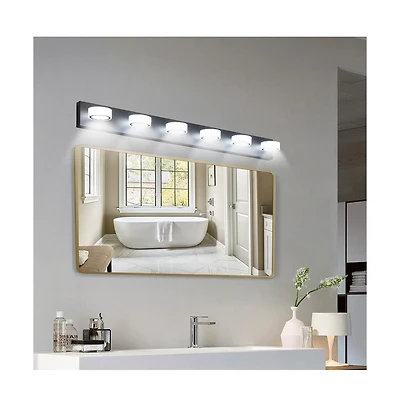 Clihome 45" Modern 6-Light Led Vanity Light, Sleek Bathroom Wall Light Fixture