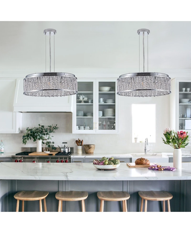 Clihome Crystal Chandelier 19" Round Ceiling Light Flush Mount Ceiling Light Fixture (Bulb Not Included)