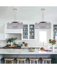 Clihome Crystal Chandelier 19" Round Ceiling Light Flush Mount Ceiling Light Fixture (Bulb Not Included)