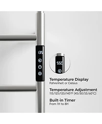 Phying Electric Heated Towel Rack Smart Temperature Control Towel Warmer with Timer Digital Display Always-On Mode Wall Mounted Heating Rack