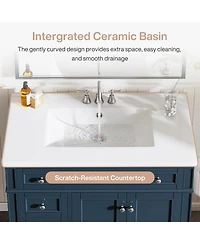 Tribesigns 36 Inch Bathroom Vanity with Sink with 3 Drawers and 2 Doors