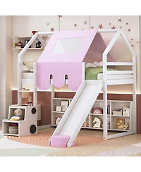 Streamdale Furniture Wooden Loft Bed House with Tent