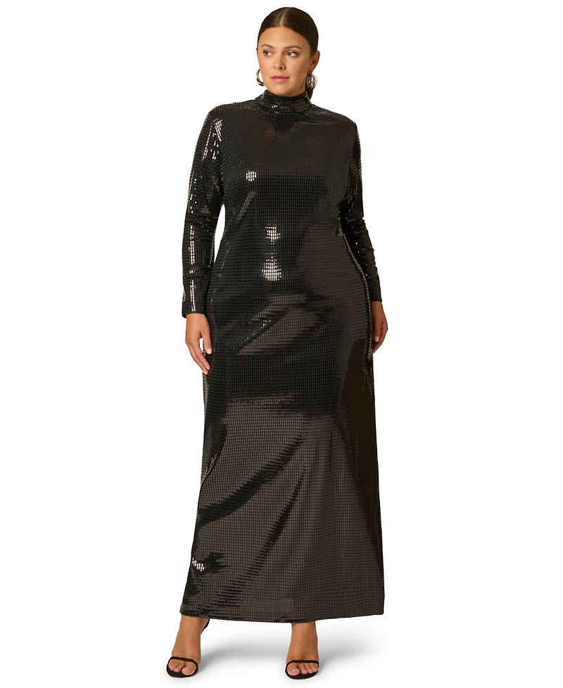 Adrianna Plus Sequin Open-Back Cutout Long Dress