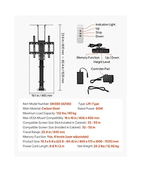 Sugift Motorized Vertical Tv Lift Stand Mount for 32 to 55 In Screens 132 Pound Capacity