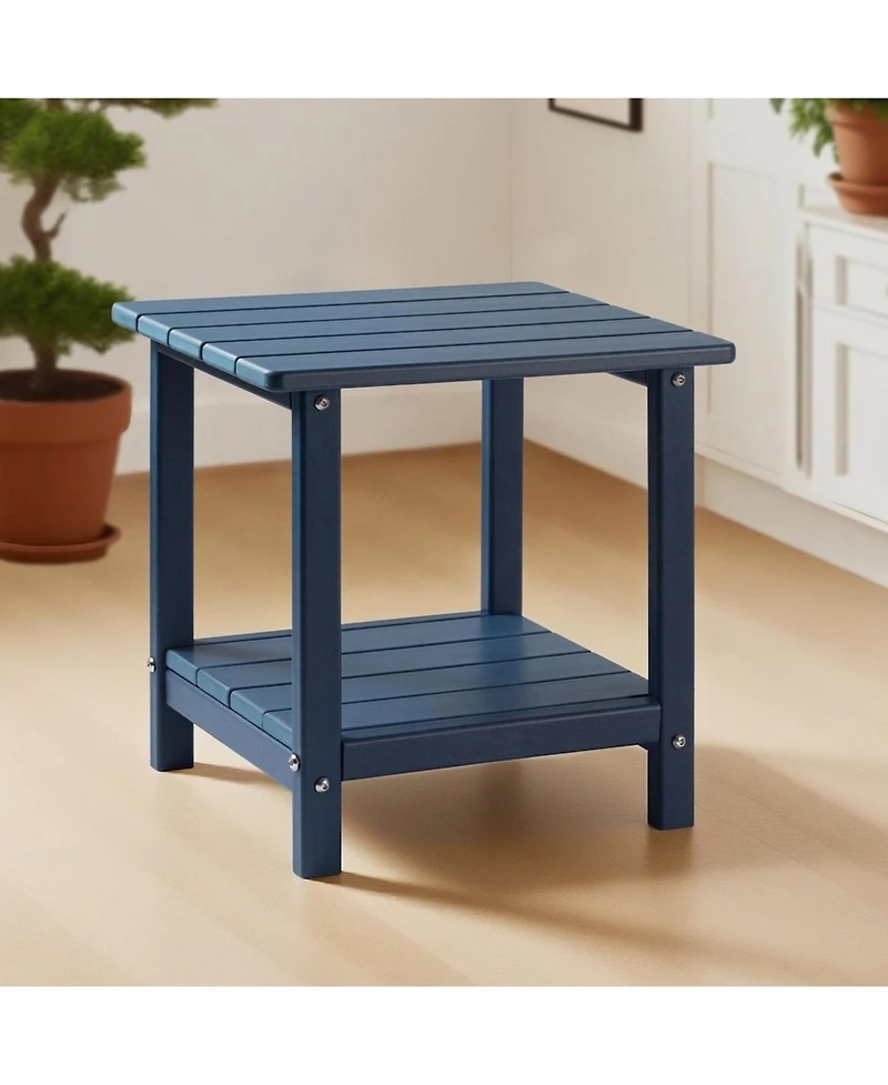 Sugift Double Layer Hdpe Outdoor Side Table with 360 Pound Top Shelf Capacity