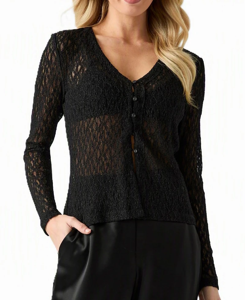 Guess Women's Matilde Lace Sheer Cardigan Sweater