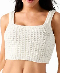 Guess Women's Remi Square-Neck Sleeveless Crop Cotton-Blend Sweater Tank