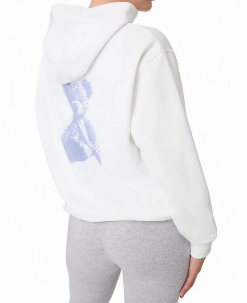 Guess Women's Bear Hoodie Graphic Rhinestone