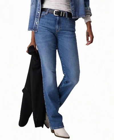 Guess Women's Straight Mid-Rise Straight-Leg Stretch Denim Jeans