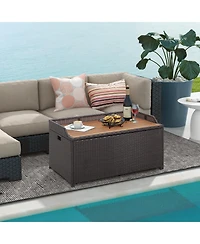 Mecale 45-Gallon Storage Bench with Acacia Lid, Holds 795 lbs