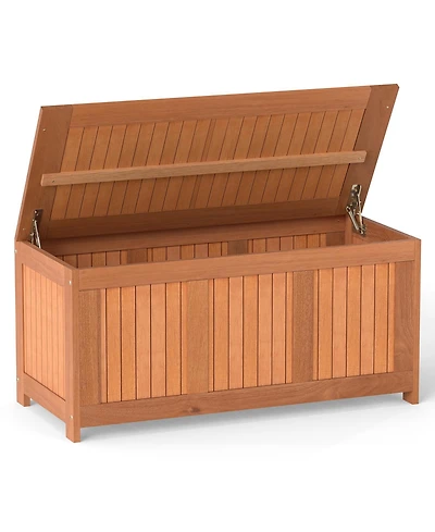 Mecale 52-Gallon Solid Wood Deck Box, 3-in-1 Patio Storage Bench