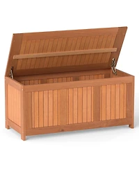 Mecale 52-Gallon Solid Wood Deck Box, 3-in-1 Patio Storage Bench