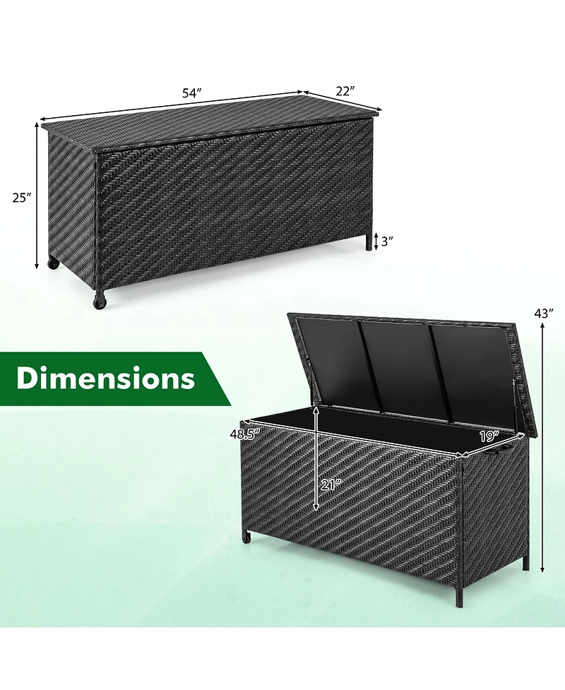 Mecale 85-Gallon Wicker Deck Box with Zip-Out Liner, Patio Storage Table