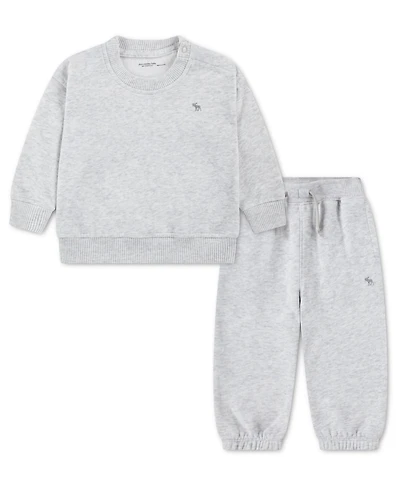 abercrombie kids Baby Boys' and Girls' Essential Crewneck Top Pants, 2-Piece Set