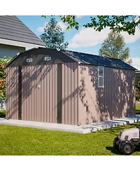 Mondawe 10x12 Feet Metal Outdoor Storage Shed with Floor Frame