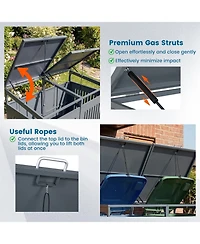 Mecale Outdoor Trash Can Storage Shed for 2 Bins with Gas Strut Lids