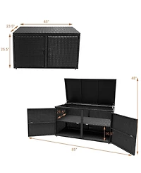 Mecale 88-Gallon Rattan Storage Cabinet with Flip Top and Double Doors