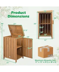 Mecale Acacia Wood Package Delivery Box with Lift Lid and Shelf
