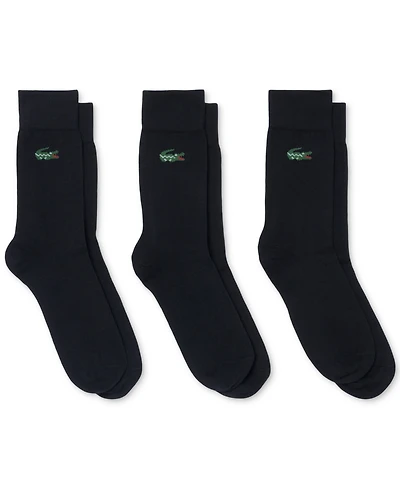 Lacoste Men's & Women's Ribbed-Cuff Crew Socks, 3-Pack