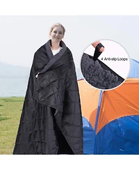 Piscifun Extra Large Sherpa Lined Camping Blanket Warm Windproof Water Resistant Machine Washable