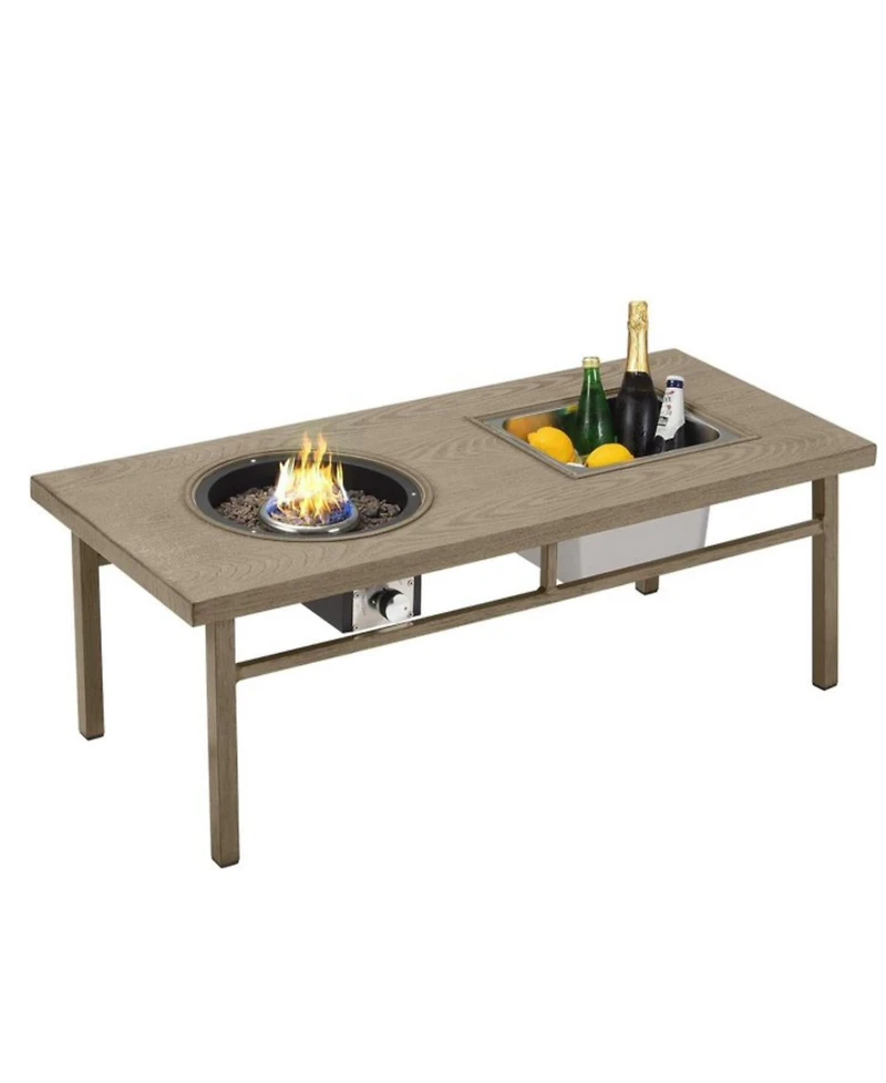 Mondawe 47" 3-in-1 Aluminum Propane Fire Pit Table with Ice Bucket, 50000 Btu