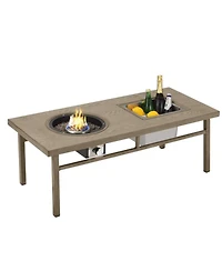 Mondawe 47" 3-in-1 Aluminum Propane Fire Pit Table with Ice Bucket, 50000 Btu