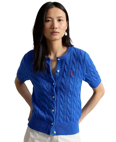 Polo Ralph Lauren Women's Cable-Knit Cotton Short-Sleeve Cardigan