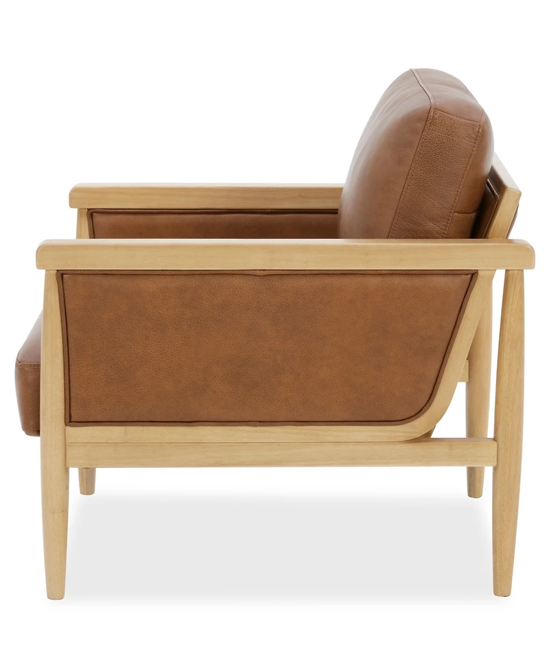 Camelle Tapered Wood Legs Leather Accent Chair, Macy's Exclusive