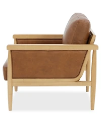 Camelle Tapered Wood Legs Leather Accent Chair, Macy's Exclusive