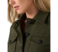 Liverpool Los Angeles Petite Peplum Button-Front Super Stretch Knit Ponte Jacket