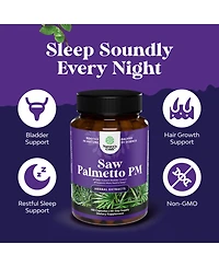 Nature's Craft Nighttime Defense Saw Palmetto Supplement for Men with Lycopene, Melatonin 100 Count