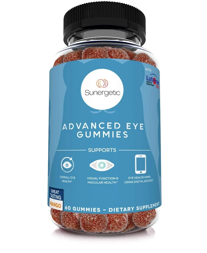 Sunergetic Eye Support Gummies with Lutein and Zeaxanthin Mango Flavor 60 Gummies