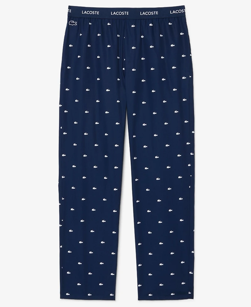Lacoste Men's Cotton Crocodile Print Pajama Pants