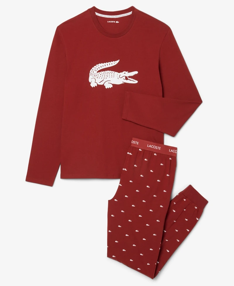 Lacoste Men's Crewneck Jersey Pajama, 2-Piece Set