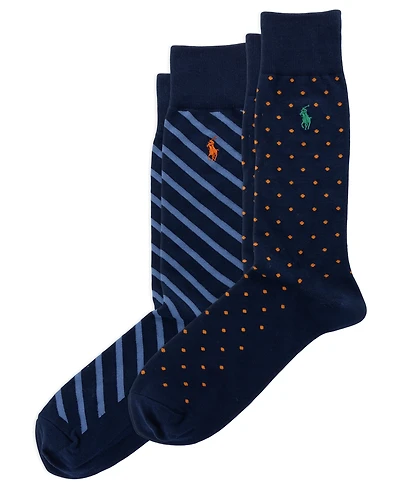 Polo Ralph Lauren Men's Dot & Stripe Slack Socks, 2-Pack