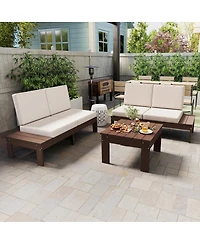 Asagikoiai 3-Piece Patio Conversation Set, Hdpe Sectional Sofa and Coffee Table for Deck