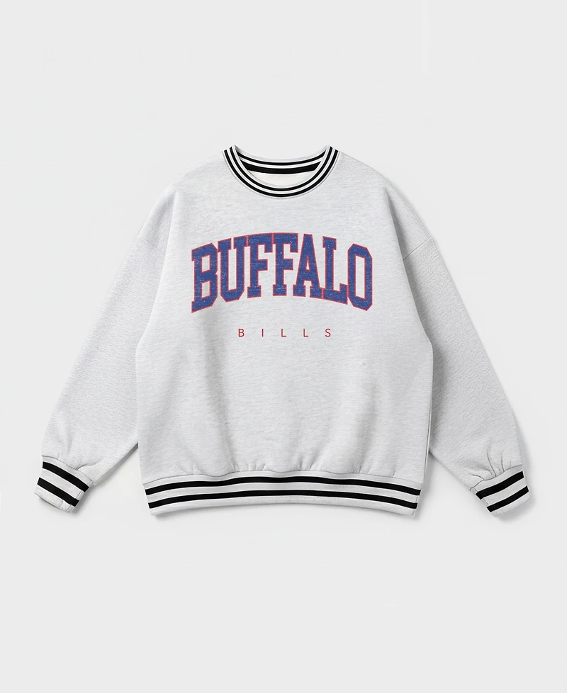 Gameday Couture Women's Buffalo Bills Oversized Easy Energy Ringer Stripe Sweatshirt