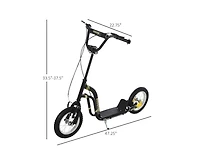Yobtop Youth Scooter 16" Front/12" Rear Wheels, Adjustable Handlebar, Dual Brakes, Ages 5+