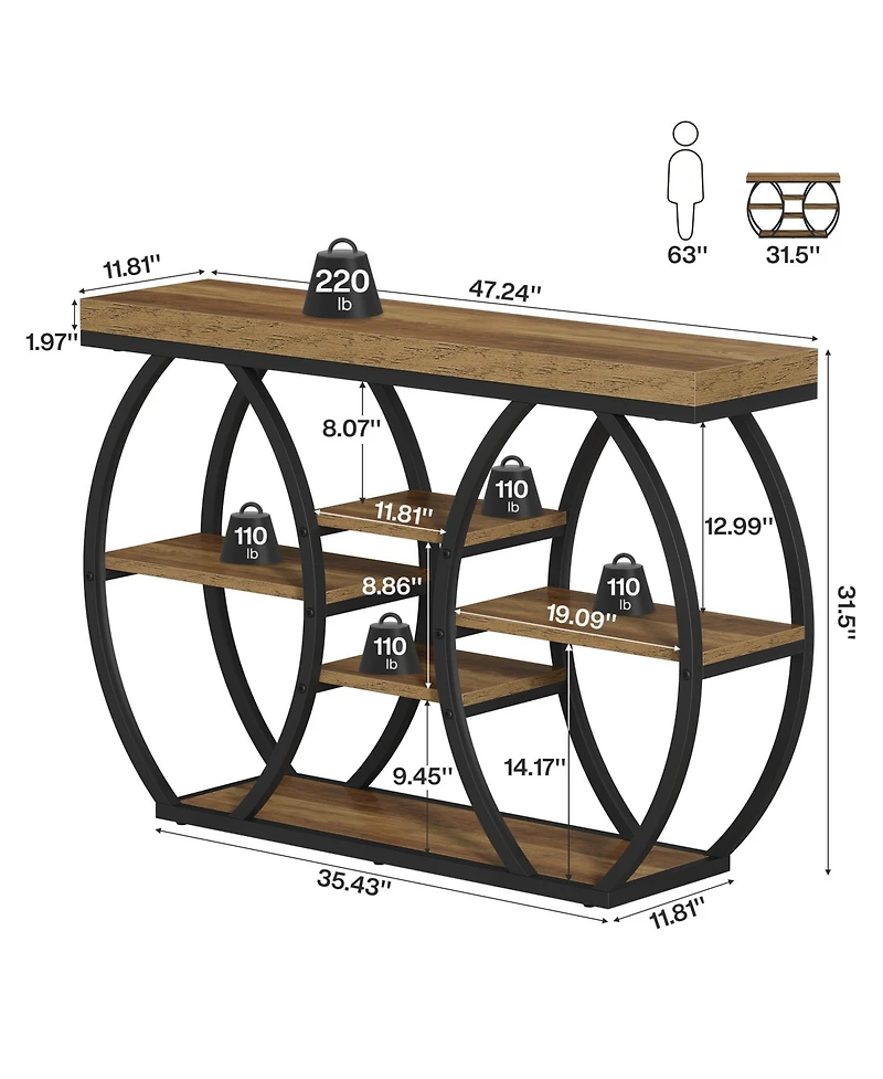 Tribesigns Extra Long Console Table, Narrow Sofa Table Behind Couch with Open Storage Shelf