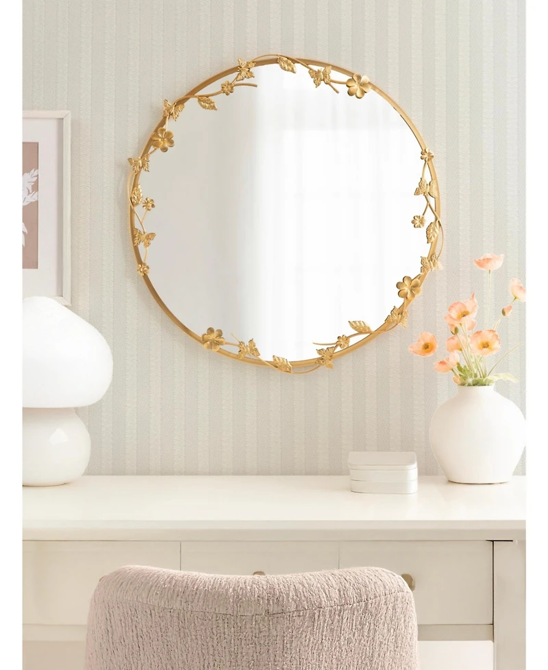 Kate and Laurel Rosella Floral Wall Mirror Metal
